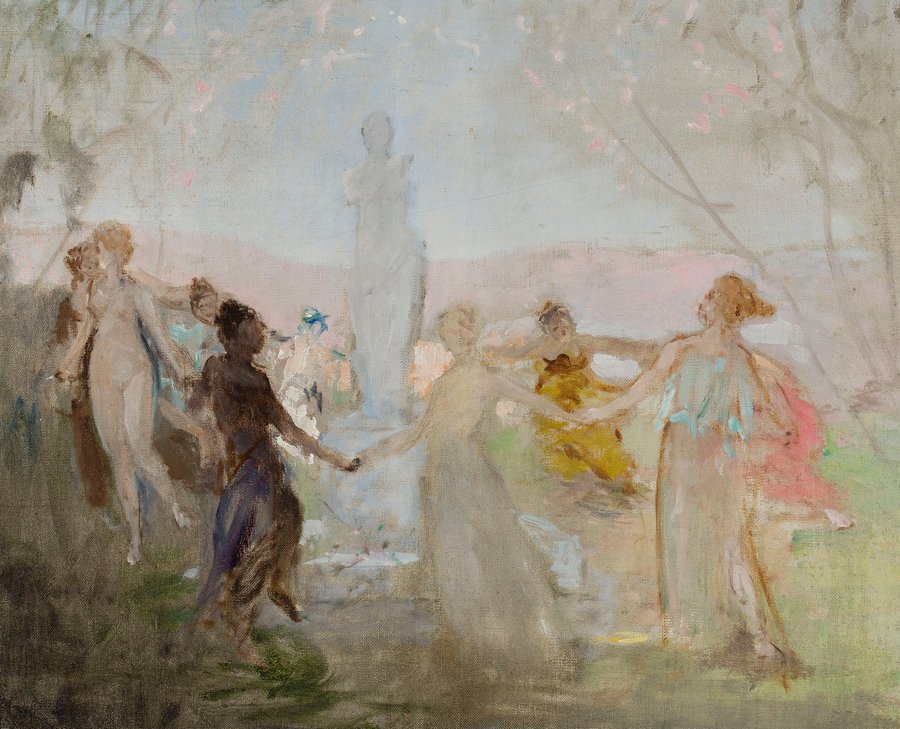 Sketch for the painting “Procession around the Venus de Milo statue” (1897)
