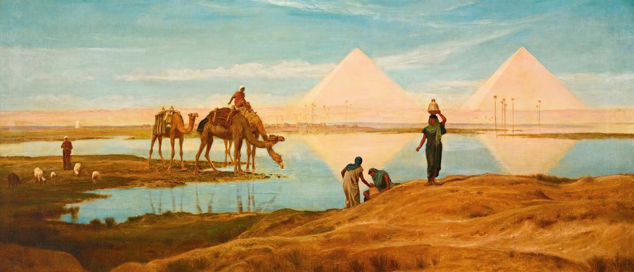 The Light Of The Rising Sun Upon The Pyramids Of Ghizeh (1897)