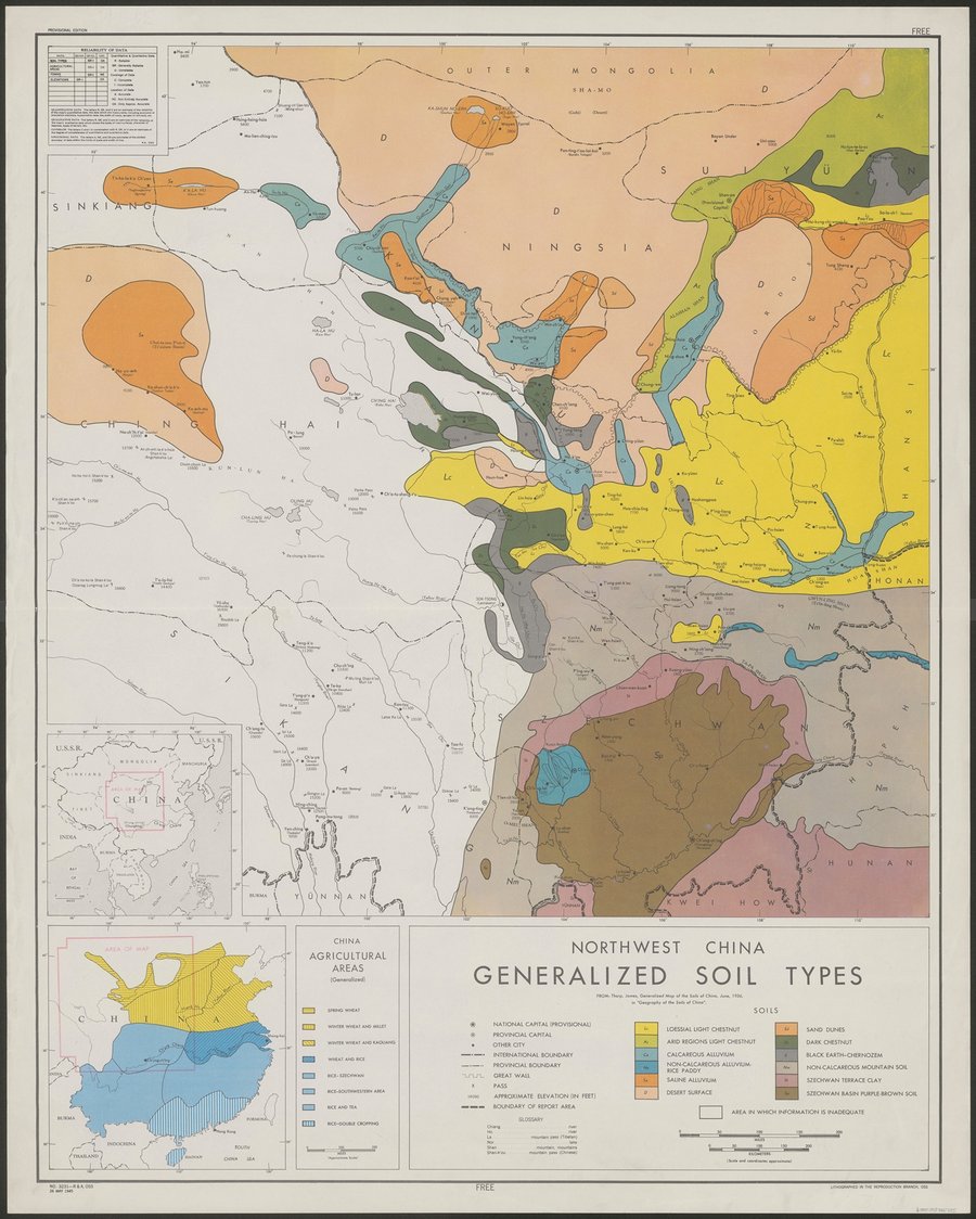 Northwest China – generalized soil types (1945)