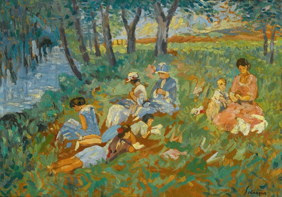 Les Andelys, La Famille Lebasque Au Bord De L’eau (circa 1917)