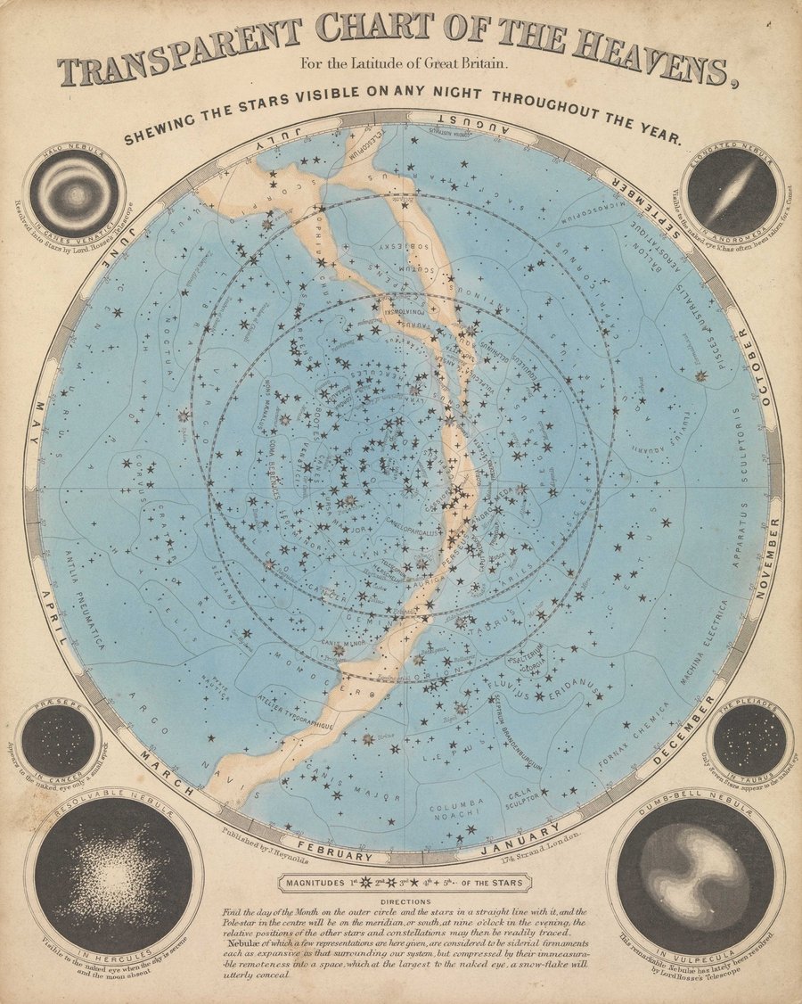 Transparent Chart of the Heavens, for the Latitude of Great Britain (1846)