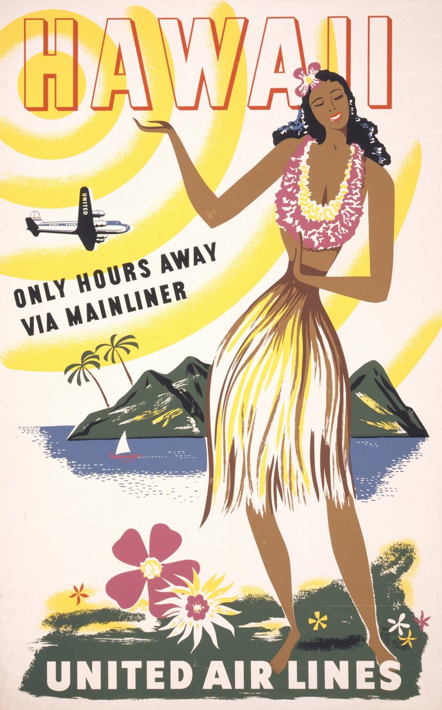 Hawaii – only hours away via Mainliner – United Air Lines (1950)