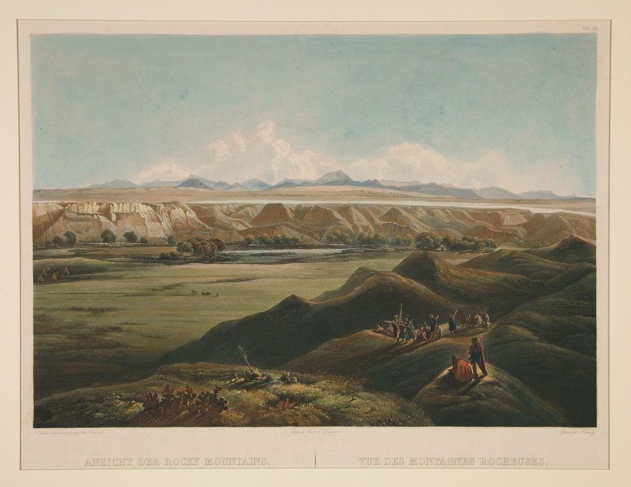 Ansicht der Rocky Mountains. Vue des Montagnes Rocheuses (View of the Rocky Mountains), from the book Maximilian, Prince of Wied's, Travels in the Interior of North America (London: Ackermann & Co., 1841)