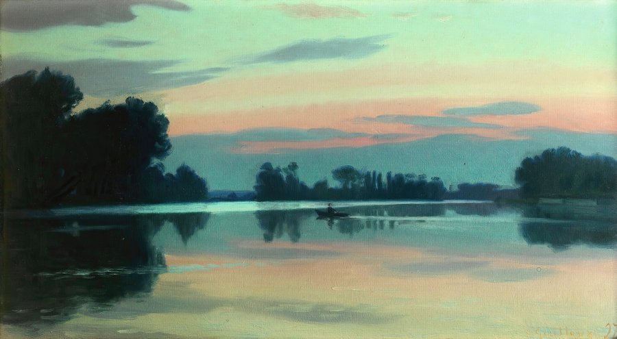 Fisherman On A River At Dawn (1897)