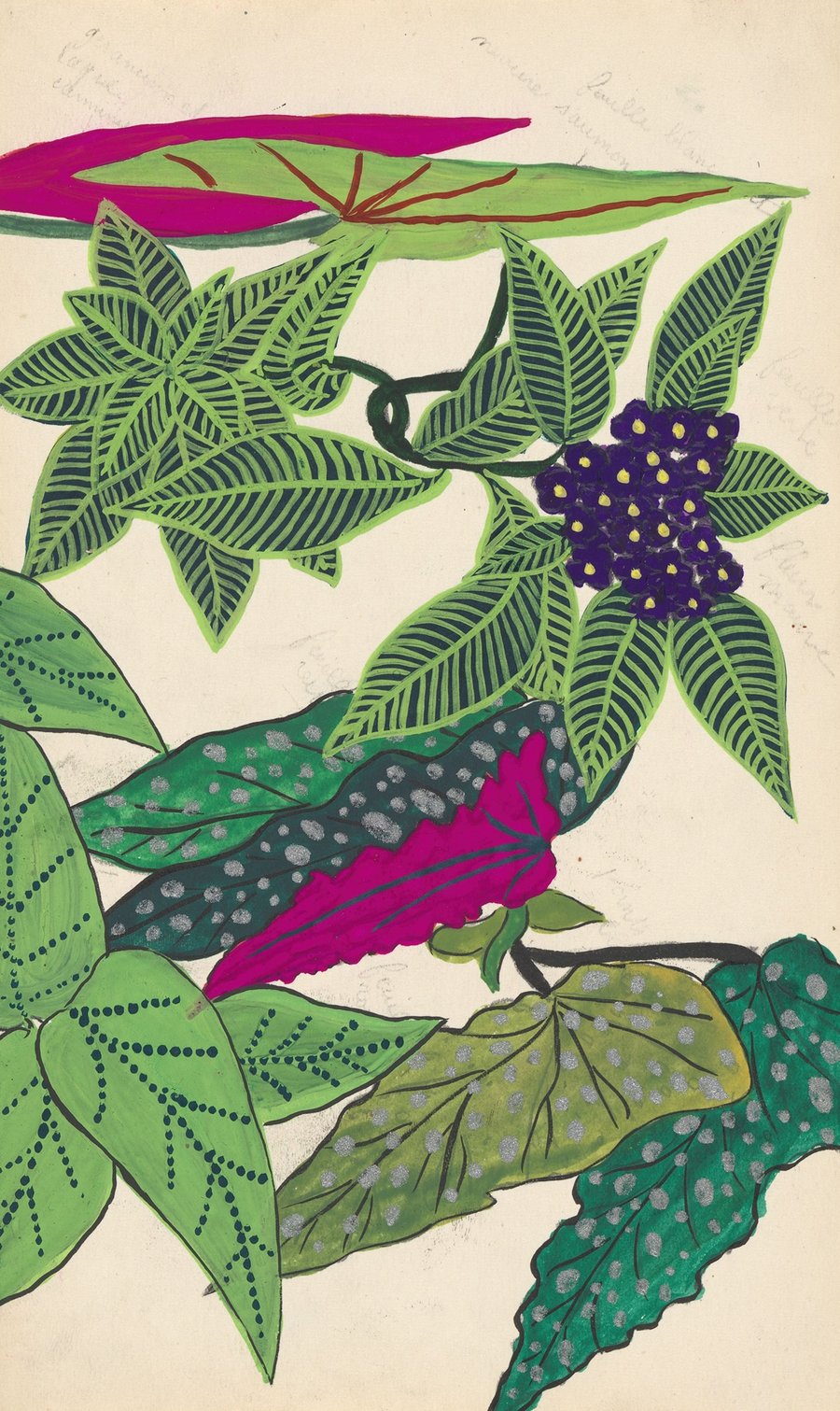 Design for embroidery of flowers and leaves (c. 1914)