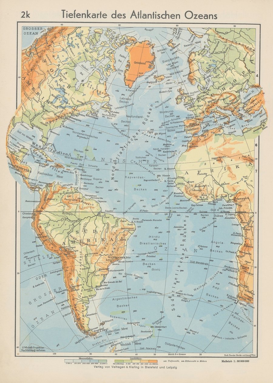 Tiefenkarte des Atlantischen Ozeans (1940)
