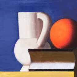 Still Life with White Jar, Orange and Book